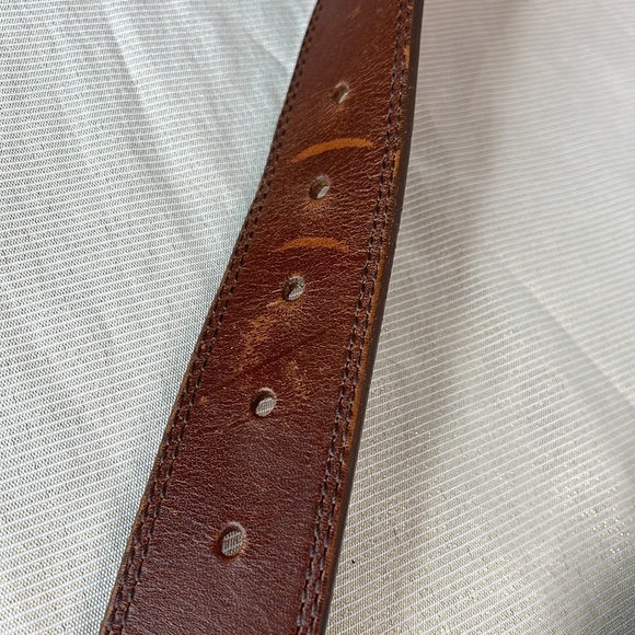 Fossil Mens Cognac Brown Genuine Leather Belt Brass Buckle M - Picture 4 of 11